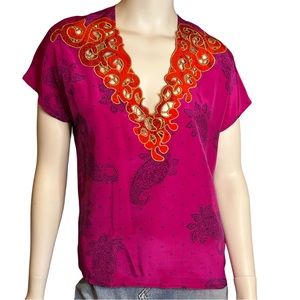 Vintage 80s Miss O by Oscar de la Renta Silk Blouse Size 10